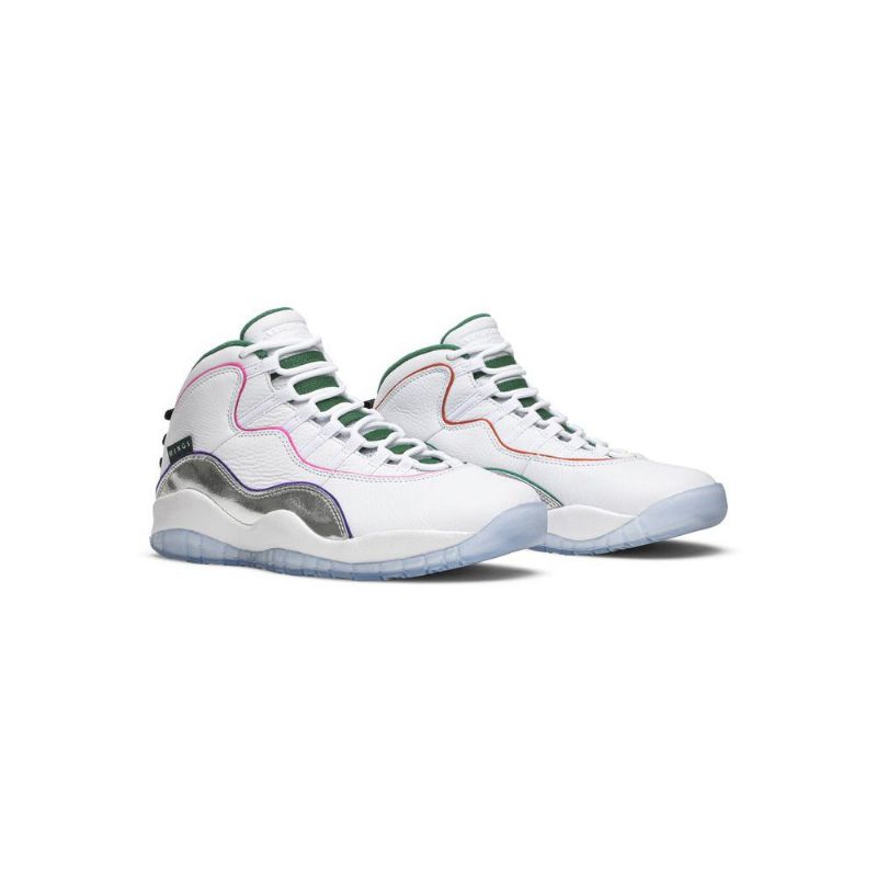 Pánské Boty Air Jordan 10 Retro Bílý Stříbrný Zelená